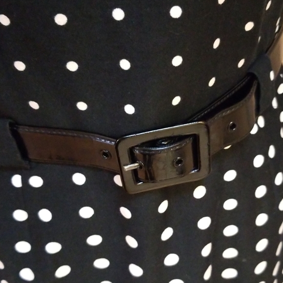 Tahari black and white polka dot belted dress - Picture 7 of 8